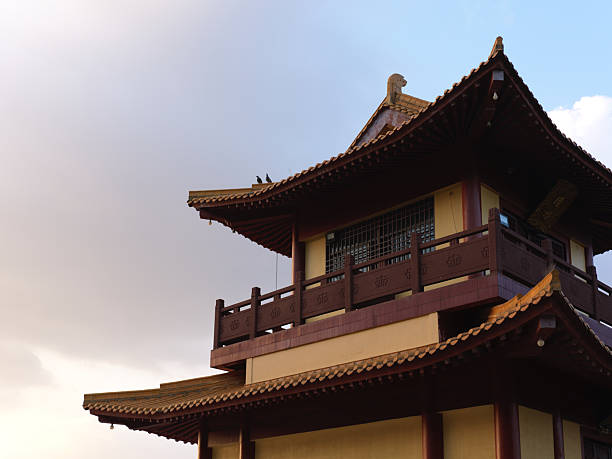 Traditional Chinese Architecture with Upturned Eaves and Elegant Roof Design