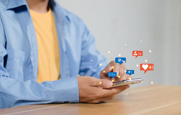 istock Man using mobile smart phone Social media chat message and Marketing network internet online concept. 2240062407