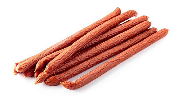 istock Smocked sausages isolated on white. 2240063375