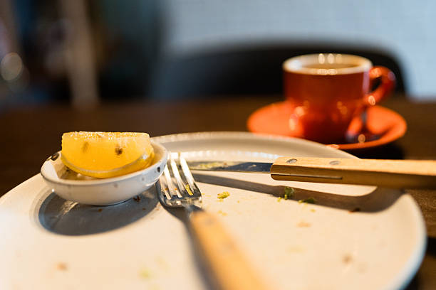 istock Dirty dishes on the table in the cafe 2240066812