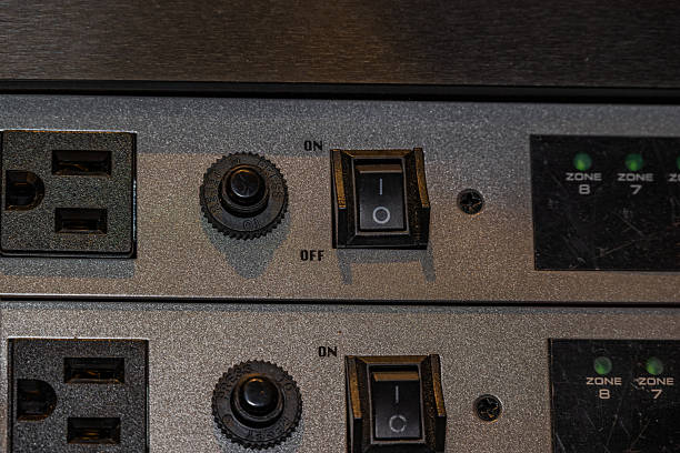 istock Power Switches and Indicator Lights on an Equipment Control Panel with Multiple Zones and USB Ports 2240067338