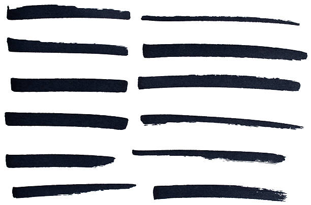 istock Hand drawn black marker brush strokes set, abstract ink lines collection for underline 2240068930