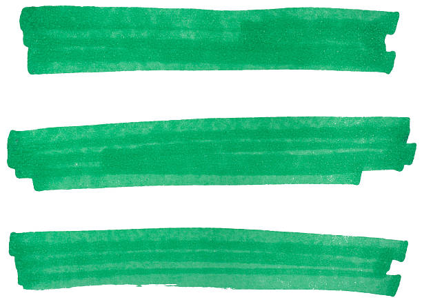 istock Hand drawn green marker brush strokes set, abstract ink highlight banners collection for underline, text background 2240068946