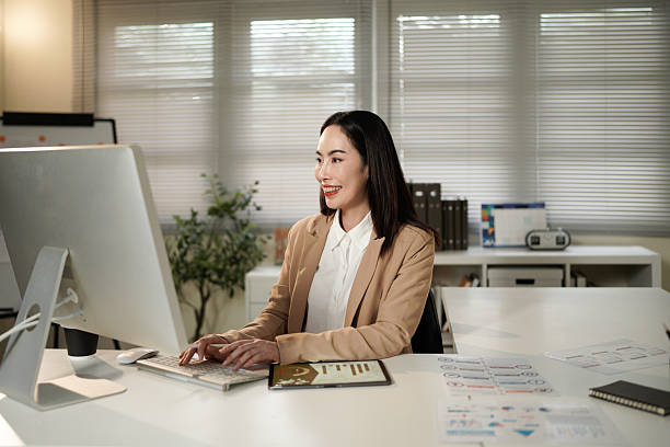 istock Check, receptionist or woman with tablet for office appointment, schedule or planning in business. PA, secretary and asian assistant with technology, computer or communication for calendar booking 2240069034