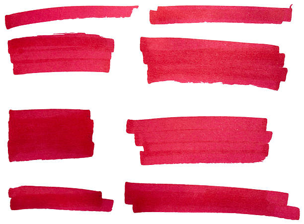 istock Hand drawn red marker brush strokes set, abstract ink highlight banners collection for underline, text background 2240069123