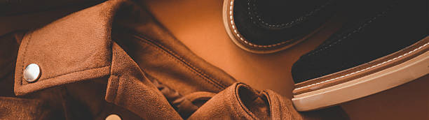 istock Modern fashion header with a jacket and shoes 2240072298