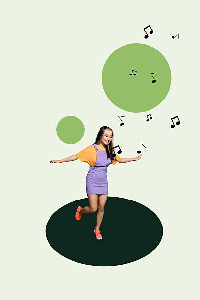 istock Image template collage of person sit dance with music notes on green background 2240075586