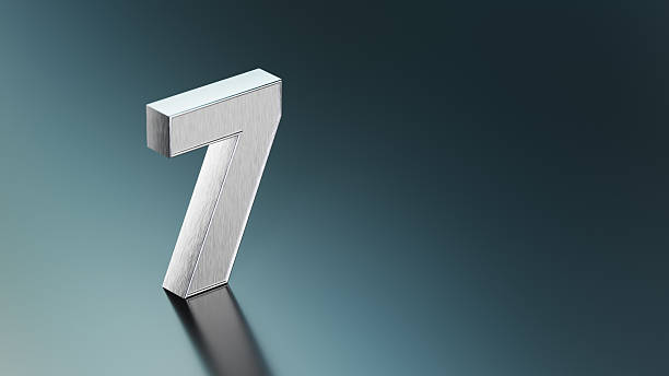 istock Silver 3d Number Seven on Reflective Surface for Modern Design and Branding 2240077116