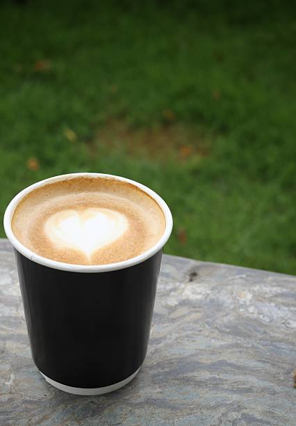 Heart latte art in coffee cup