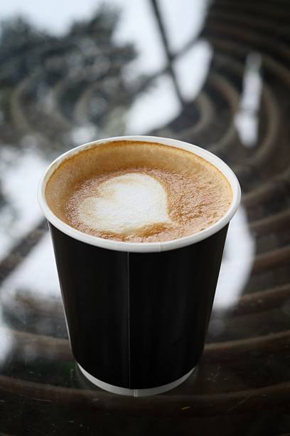 Heart latte art in coffee cup
