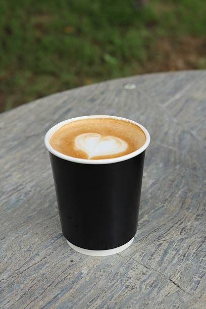 Heart latte art in coffee cup