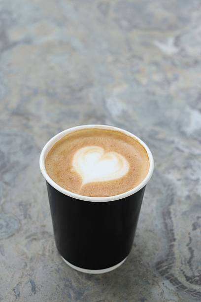 Heart latte art in coffee cup