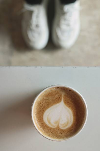 Heart latte art in coffee cup