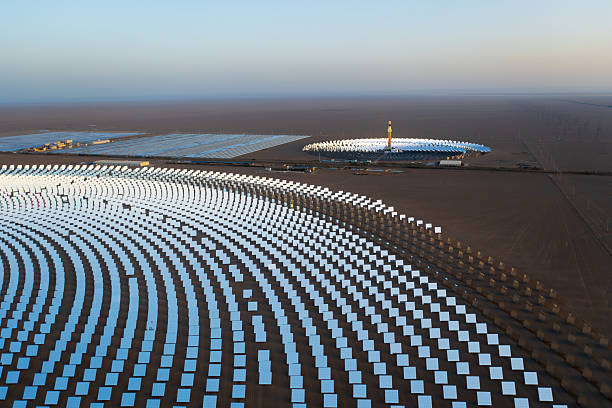 istock Concentrated solar thermal power station at sunset 2240090950