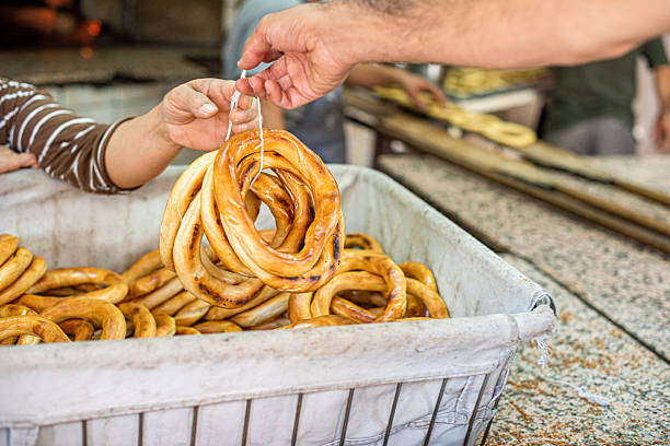 Sushki, traditional Russian, also Ukrainian and Lithuanian, Eastern European small, crunchy, mildly sweet bread rings eaten for dessert, usually with tea or coffee in a street food regional market