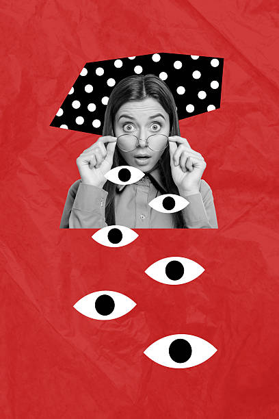 istock Composite sketch design artwork photo collage of poster psychedelic vision search third eye young woman portrait wow staring hold eyewear 2240098805