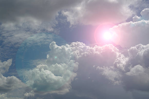 Blue sky filled with fluffy white clouds symbolizing calmness, serenity, and inspiration from nature