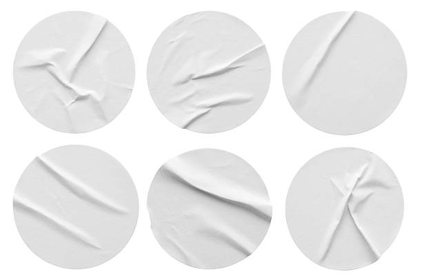 istock Blank white round paper sticker label set isolated on white background 2240108006