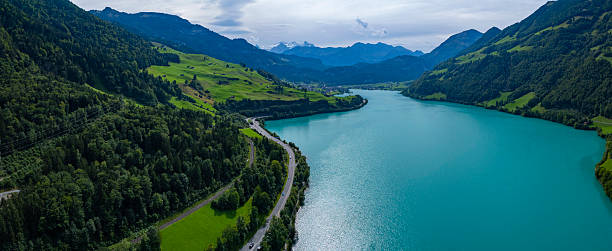 istock Aerial view around the lake Lungernersee 2240109383