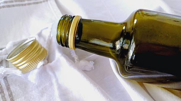 Clear distilled vinegar in a glass bowls.