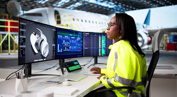 istock Female Aerospace Engineer Designs Aircraft Maintenance Software 2240114176