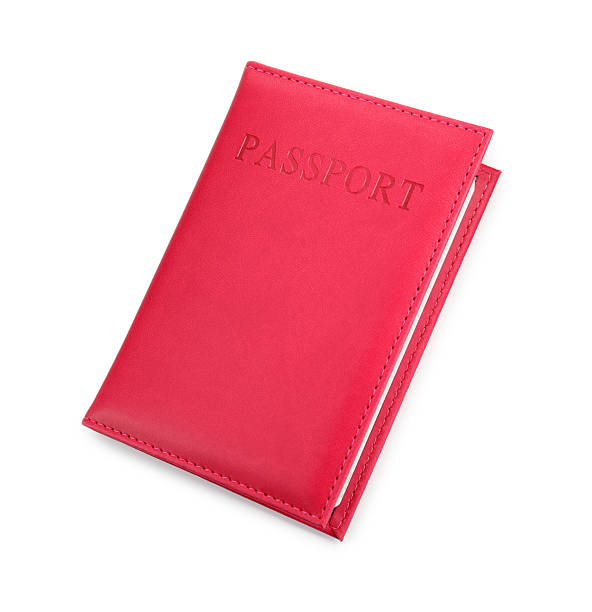 istock Passport in crimson cover isolated on white, top view 2240120874