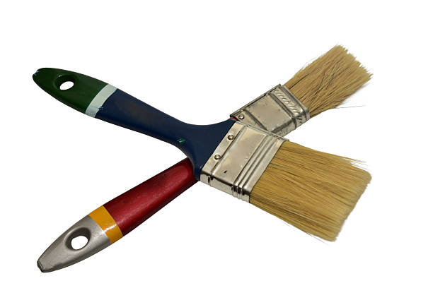 istock Paint brushes with plastic handles but with bristles made of sable. 2240129013