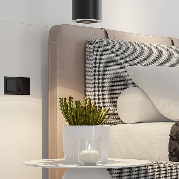 istock Small Minimalist Bedroom with Monochrome Accents 2240129477