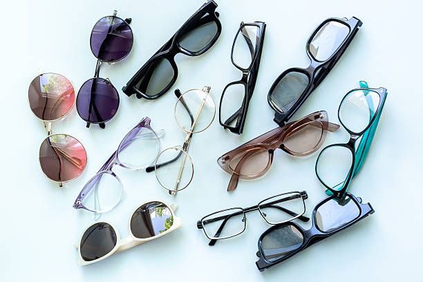 istock Many different stylish glasses in various styles and colors, top view 2240132275