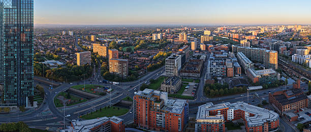 istock Aerial sunrise view over Manchester featuring Deansgate Square 2240133519