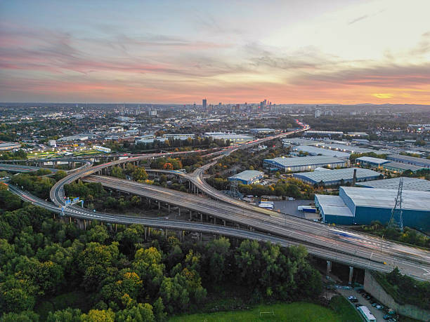 Sunset Over Erdington – Aerial View Toward Birmingham City Centre