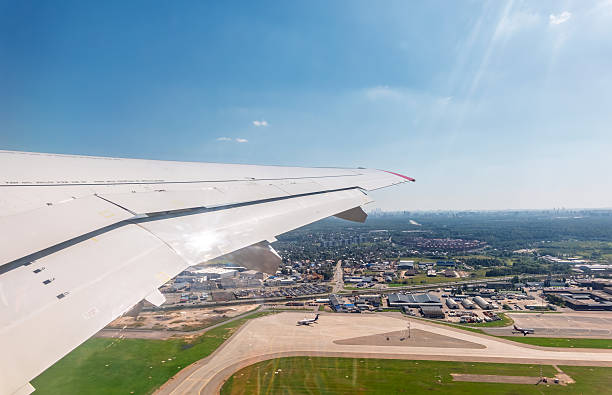 istock View from the airplane window during takeoff at Sheremetyevo airport at summer 2240143402