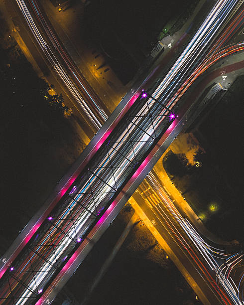 istock Aerial View of an Illuminated Bridge at Night 2240163597