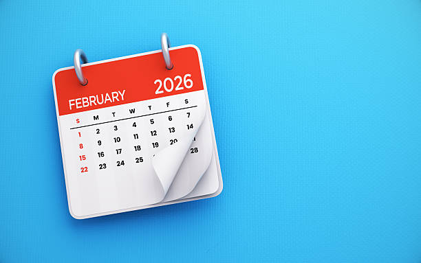 istock February 2026 Calendar On Blue Background 2240175951