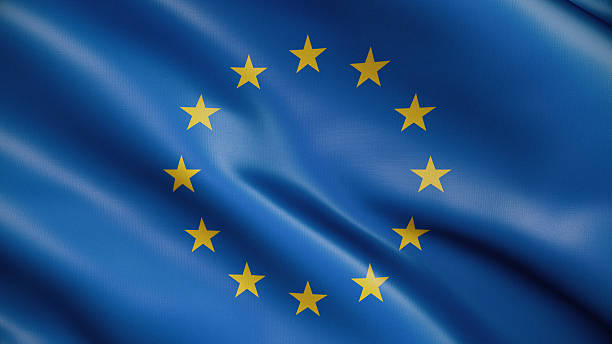 istock Fluttering silk flag of European Union. Full Screen. 2240176103