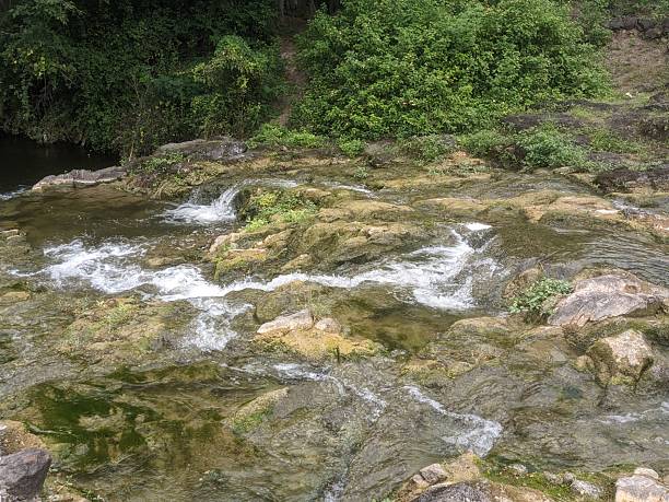 istock Amazing Water stream over mossy rocks. 2240181671
