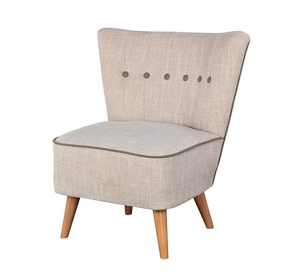 istock Grey armchair on wooden legs 2240201651
