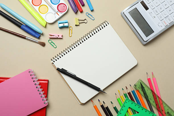 istock children's stationery on the background 2240204861