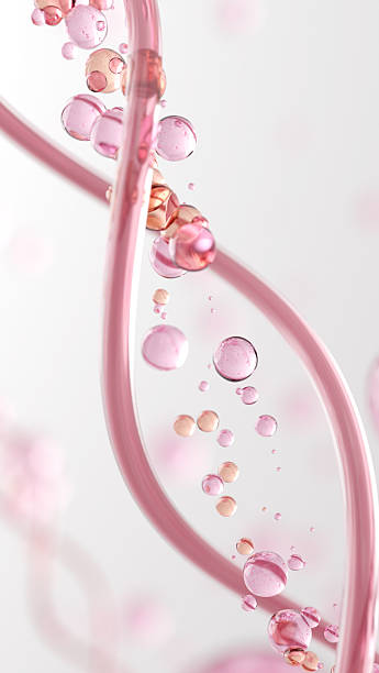 PDRN Salmon DNA Serum Molecule with Collagen Helix, 3D Illustration