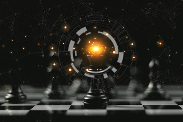 istock Leadership. gold queen with silver chess pieces on chess board game competition on dark background, chess battle, team leader, teamwork and business strategy concept,victory, success, management 2240209205