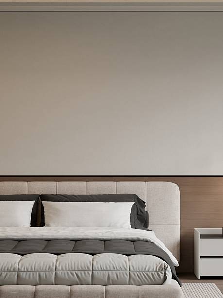 istock Modern Minimalist Bedroom Interior with Frame Poster Mockup - 3d Render 2240210429