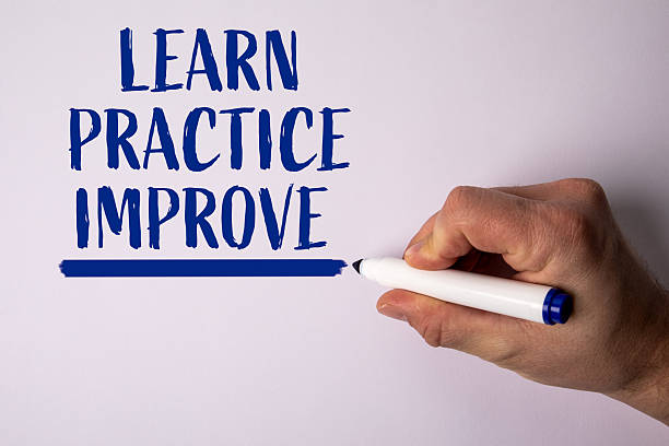 istock Hand Writing Motivational Words Learn Practice Improve on White Paper Representing Education and Self Development Concept 2240211698