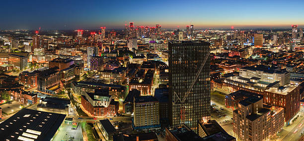 istock Vibrant night aerial panorama from Ancoats showing Manchester’s illuminated skyline 2240212746
