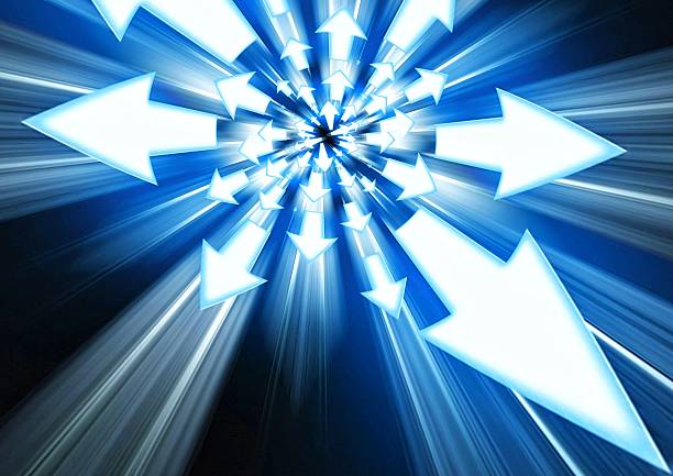 istock 3d illustration of countless abstract blue light arrows moving 2240217779