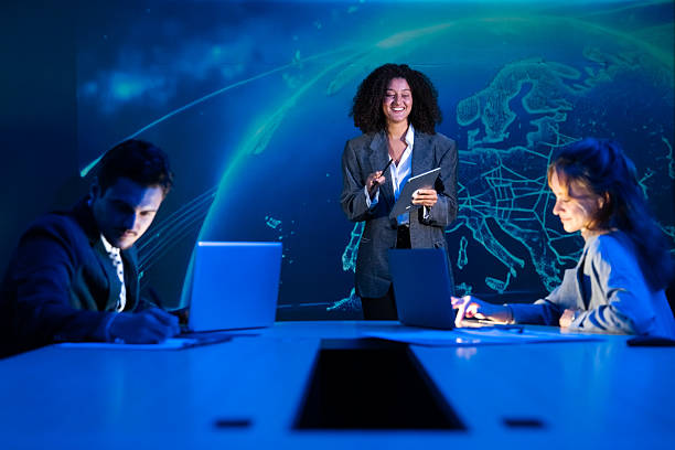 istock Business professionals in a strategy meeting, discussing technology, artificial intelligence, and global innovation. 2240219763