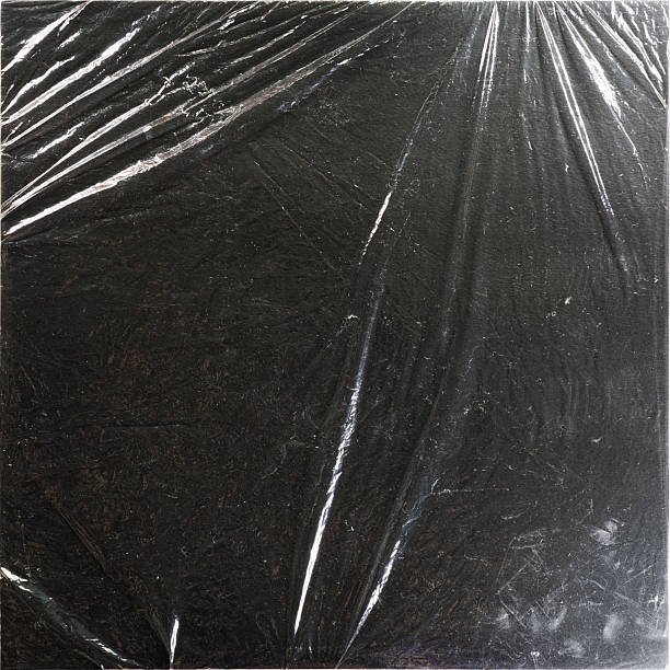 istock Square black album cover with plastic wrap texture 2240224371