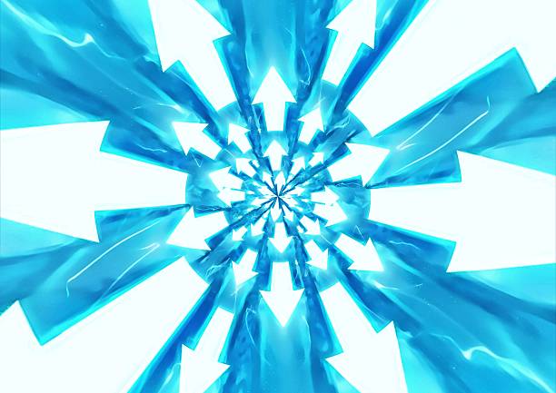 3d illustration of countless abstract blue light arrows moving in technology concept