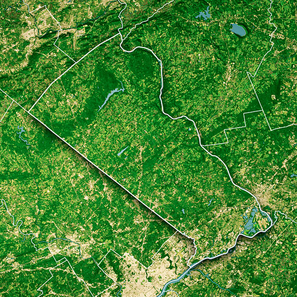 istock Bucks County PA Satellite Topographic Map 3D Render Color Border 2240231768