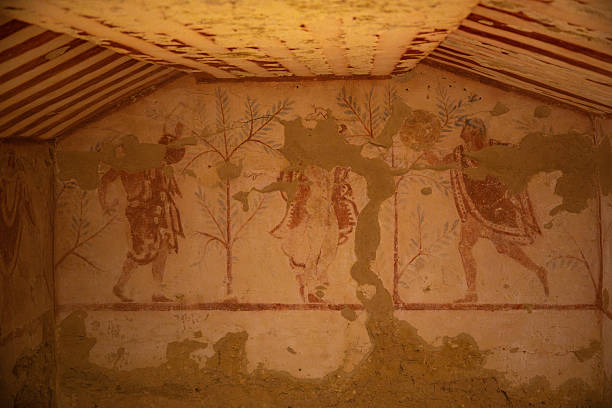 istock Ancient Etruscan Tomb Wall Painting 2240234273