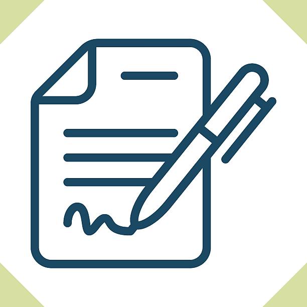 ilustraciones, imágenes clip art, dibujos animados e iconos de stock de icono de documento - firmar